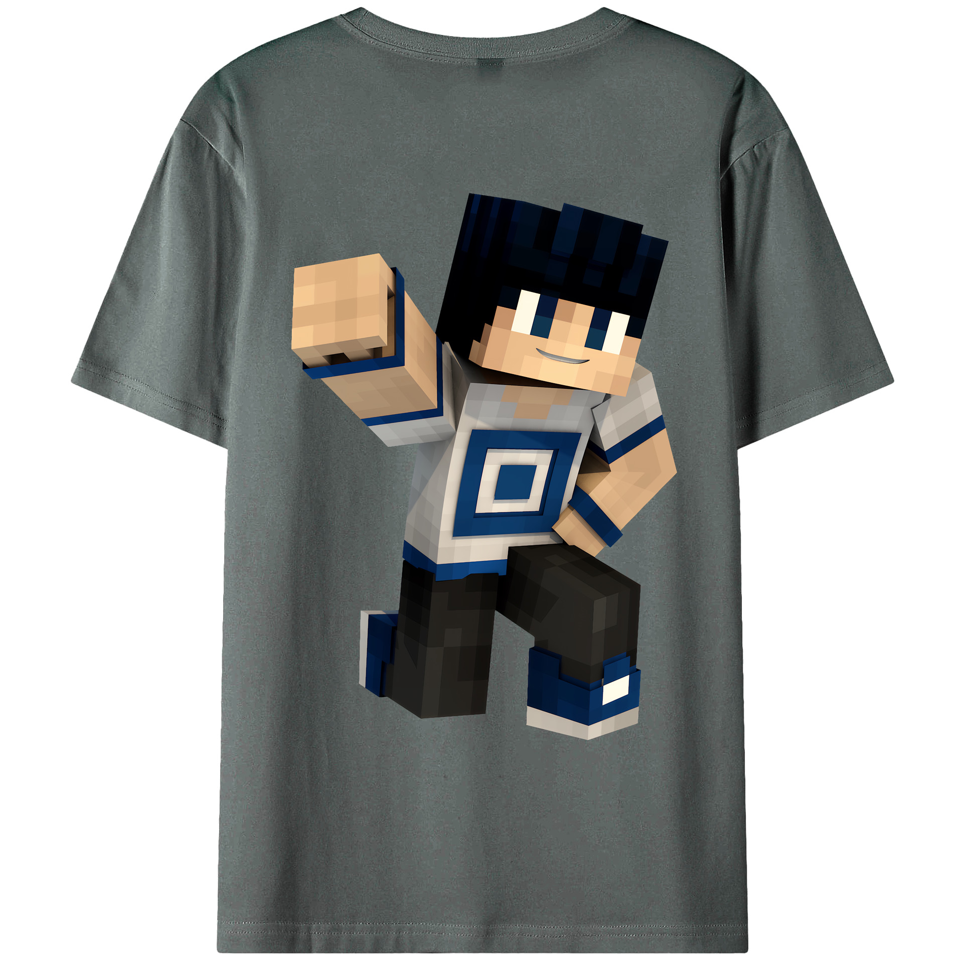 （画像用） マインクラフト ブロックの世界 Minecraft MC Block world 綿100％ メンズ半袖Tシャツ（バックプリント） 通気性